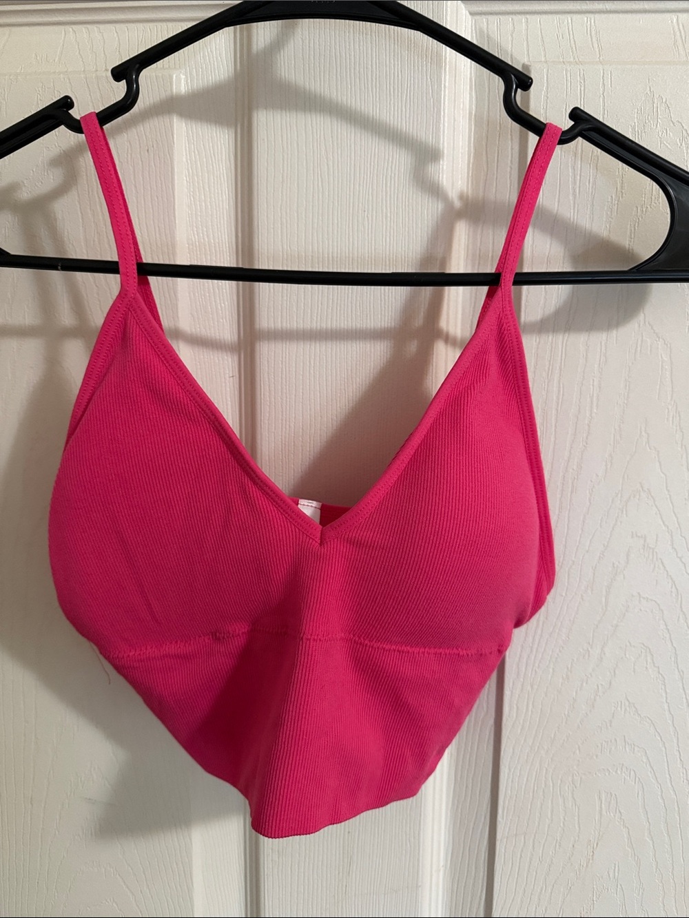 Zenana Outfitters Ribbed V-Neck Bralette - Hot Pink